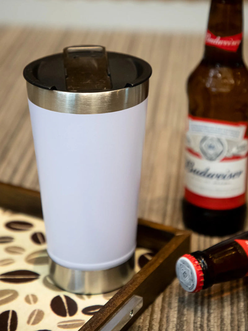 Copo Térmico de 473 ml com LÂMPADA e Abridor de Inox para Bebidas Quentes e Frias.