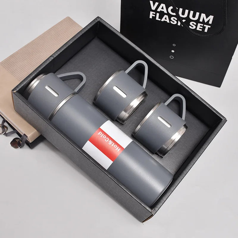 Garrafa Térmica de Aço Inox 500ml com Copo – Ideal para Escritório, Casal ou Viagem