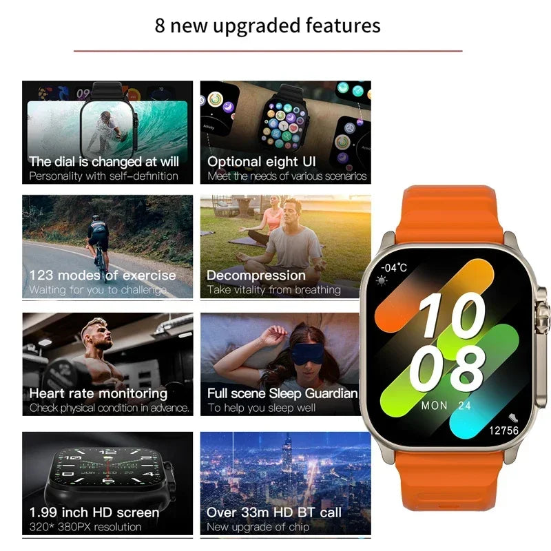 Smartwatch T900 U2 49mm com NFC, GPS, Bluetooth e Carregamento Sem Fio
