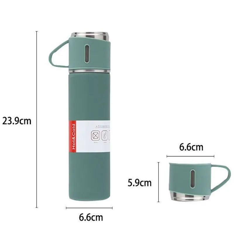 Garrafa Térmica de Aço Inox 500ml com Copo – Ideal para Escritório, Casal ou Viagem