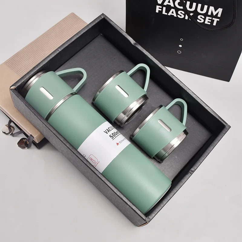 Garrafa Térmica de Aço Inox 500ml com Copo – Ideal para Escritório, Casal ou Viagem